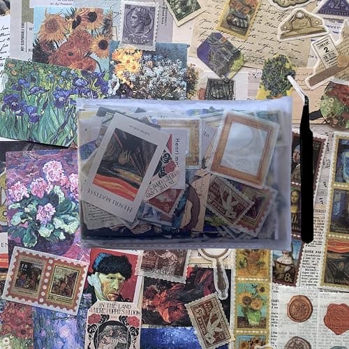 TIYPKE 200pcs Artistic Stickers for Journaling Supplies - Aesthetic Vintage Paper for Scrapbooking, Planners, Notebook, DIY Craft Kits, Postage Stamp Journal thumbnail 4