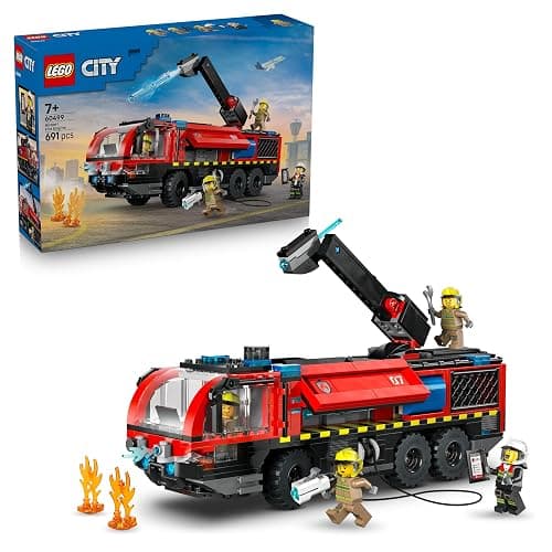LEGO City Flughafenlöschfahrzeug - Spielzeug Einsatzfahrzeug - Modellbau mit 4 Feuerwehr Minifiguren - Geburtstagsgeschenk für Jungen ab 7 Jahren und Technikfans - 60499 - Image 1