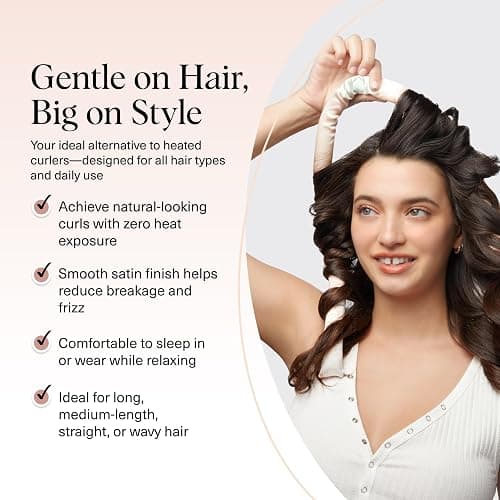 Kitsch Satin Heatless Curling Set – Heatless Curls Overnight with 34" Hair Curler & 2 Satin Scrunchies – Comfortable Hair Curlers to Sleep In for Frizz-Free, No Heat Damage Styling - Sunset Tie Dye thumbnail 3