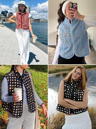Tankaneo Womens Checkered Sherpa Vest Fleece Fuzzy Zip Up Sleeveless Jacket | Fleece Vest Women, Casual Sleeveless, Winter Warm, Outwear, thumbnail 5