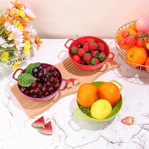 4 Pack Small Colander for Kitchen Mini Plastic Strainer Dish Safe for Veggies Berry Fruits Food 7.87 x 7.87 x2.83 Inch Dishwasher Safe thumbnail 2