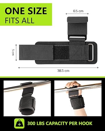 FitDA Weight Lifting Hooks (Pair), Lifting Wrist Straps For Deadlifts, Pull Ups & Shrugs, 600 Lbs(272 kg) Capacity Wristband with Thick Padding, Heavy Duty Gym Workout Grips Straps for Men and Women thumbnail 3