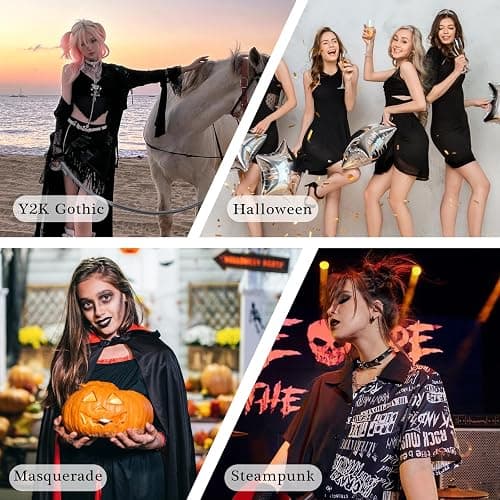 WQYILEAER Black Studded Belt, 3 Pcs Y2K Belt Star Goth EMO Punk Rock Double Grommet with Bright Pyramid Studded for Women Men thumbnail 7