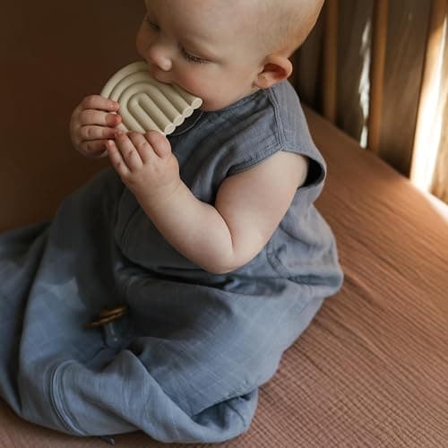 mushie Extra Soft Muslin Fitted Crib Sheet | 192 Thread Count | 28"x 52"(Natural) thumbnail 4