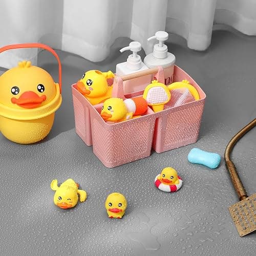 rejomiik Portable Shower Caddy Basket Plastic Cleaning Caddy Organizer Storage Tote with Handle for Bathroom, College, Dorm Room Essentials, Pink thumbnail 4