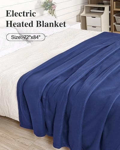 YAKEE Electric Blanket Full Size 72"x 84", Large Heated Blanket, Soft Warm Heating Blanket, 5 Heating Levels and 10 Hours Auto-Shut-Off, Machine Washable, Blue - Blue - Full Size 72''x84'' thumbnail 5