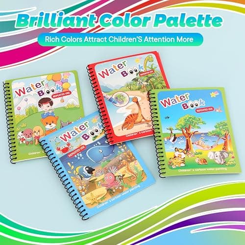 CMTOOP 4 Pack Reusable Water Coloring Books for Toddlers, Paint with Water Books,Mess-Free Coloring Book, Portable Educational Doodle Drawing Toy, Improving Children's Imagination, Color Perception thumbnail 3