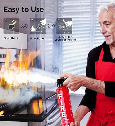 AmzBoom 2-Pack Fire Extinguisher for Home, Kitchen, Car, and Grill with Mounting Bracket– Extinguishing Spray, Compact A, B, C, K – Eco-Friendly, Prevents Reignition. thumbnail 3