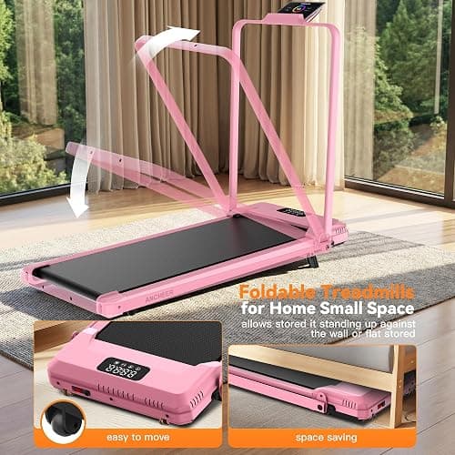 Small Walking Pad Treadmill with Incline - Under Desk Treadmills with Handle Bar, Compact Portable Foldable Treadmills for Home Small Spaces, Office, Remote Control & LED Display thumbnail 7
