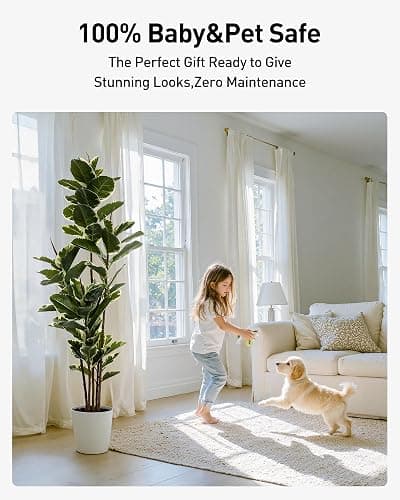 FLOWORLD Artificial Rubber Tree Plant 6ft Tall Faux Ficus Tree Potted Fake Tropical Plants Decorative House Plants Large Floor Artificial Trees for Home Office Decor, Without The Pot thumbnail 5
