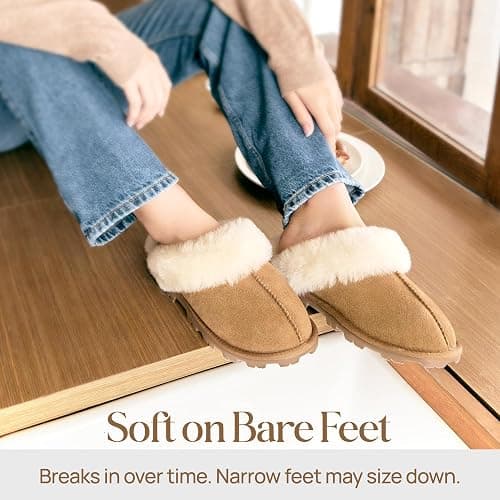 WaySoft Women's Genuine Australian Sheepskin Slippers, 18mm Wool Pile, Memory Foam, Durable Anti-Slip EVA Sole thumbnail 6