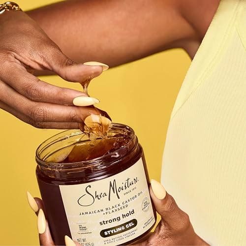 SheaMoisture Strong Hold Styling Gel+Flaxseed Jamaican Black Castor Oil Gives Controlled Style,AllDay Hold,Infused With Castor Seed Oil,SheaButter & Indulgent Scent ParabenFree AntiFrizz Hair Gel 15oz thumbnail 5