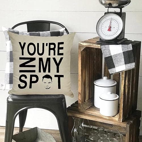 Pycat You're in My SPOT Throw Pillow Cover 16x16 for Sofa Couch, Farmhouse Pillowcase Cushion Case Home Decor, Seasonal Engagement Present Housewarming Gift Wedding Decorative Cotton Linen Decorations thumbnail 6