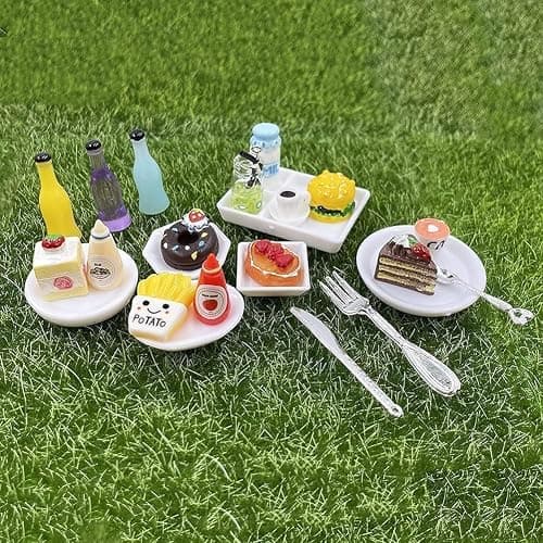 HKLMRO 150Pcs Miniature Food Drink Bottles Adults Dollhouse Soda Pop Cans Pretend Play Kitchen Cooking Game Party Accessories Toys Hamburger Cake Ice Cream Pizza Bread Tableware Doll House Landscape thumbnail 6
