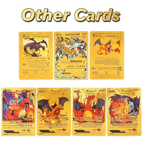 55 PCS Ultra Rare Gold Foil Cards Set – VMAX, GX, EX & More – No Duplicates – Premium Metallic Cards with Gold Deck Box – Gift for Kids & Collectors thumbnail 7
