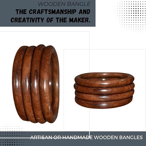 Healthy Floyds Handmade Natural Wooden Bangles, Stylish Designs,Artisan Premium Quality for Women | Natural Wood Bangles Christmas Gift Jewelry for Her | Eco-Friendly Artisan Crafted Gift thumbnail 2