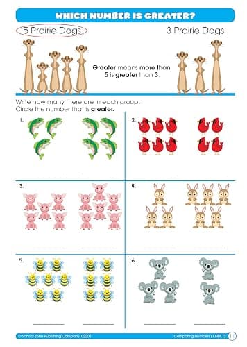 School Zone Math Basics 1 Workbook: 64 Pages, 1st Grade, Numbers 1-100, Identifying Numbers, Skip Counting, Ages 6-7 (I Know It! Book Series) thumbnail 4
