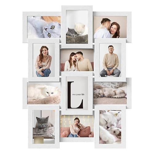 SONGMICS Collage Picture Frames, 4x6 for Wall Decor, Multi Family Photo for Gallery Decor, Hanging Display, Set of 12, Cloud White URPF026W01 - Image 1
