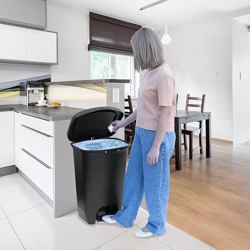 Glad 13 Gallon Trash Can | Plastic Kitchen Waste Bin with Odor Protection of Lid | Hands Free with Step On Foot Pedal and Garbage Bag Rings, Black thumbnail 8