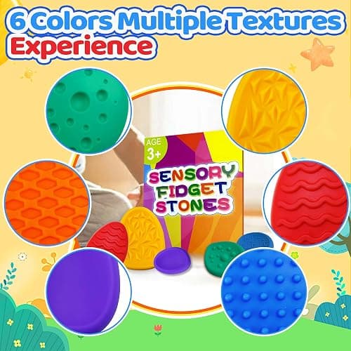 Fidget Classroom Must Have Sensory Toys for Kid Adult 6PC Worry Stone for Autism ADHD Special Education Needs Calm Down Quiet Fidget Stress Item Anxiety Relief Classroom Prizes Gift - 6PC thumbnail 3