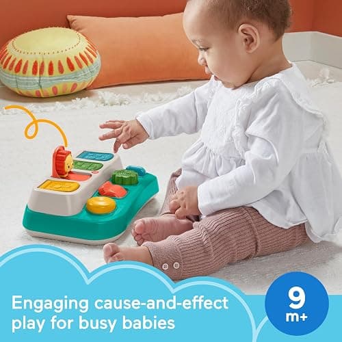 Fisher-Price Baby Early Learning Toy with Fine Motor Activities for Cause-and-Effect Play, Busy Buddies Pop-Up thumbnail 3