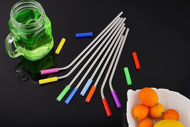 20 Pack Reusable Stainless Steel Metal Straws,10.5" & 8.5" Reusable Drinking Straws with 20 Silicone Tips 5 Straw Brushes 1 Travel Case,Eco Friendly Extra Long Metal Straw Fit for 20 24 30 oz Tumbler thumbnail 2