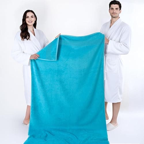 Cotton Paradise 100% Cotton Turkish Towel Set, Soft Absorbent Quick Dry, 2 Piece 35x70 Bath Sheet Set, Ocean Aqua thumbnail 5