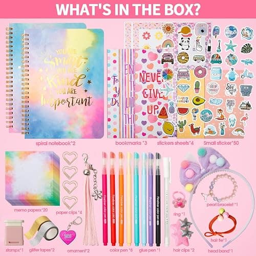 R RUCKERCO Girls DIY Diary 54 Pcs Diary Set, Toys for Ages 6 7 8 9 10 11 12 13, DIY Stationery Set, Thin Stickers and Little Girls Daily Supplies, Gifts for Teen Good Idea Choice thumbnail 3