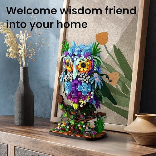 JOJO&Peach Floral Owl Toy Building Set for Adults Women, Gifts for Girl 10+ | Decor for Home or Office, Birthday Gift for Mom Wife Girlfriend or Teens, Buildable Flower Animal Collectible Model, 1309 PCS thumbnail 3