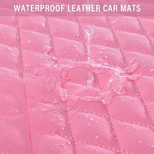 CAR PASS Bling Leather Car Mats Shining Diamond Floor Mats Crystal Rhinestones Sparkly Glitter Carpet Anti-Slip Waterproof Pad Universal Fit for Automotive SUV, Sedan, Van, 5pcs for Girl Women Pink thumbnail 6