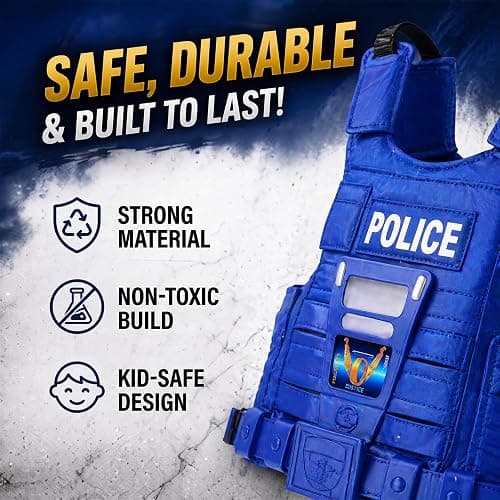 Ultimate All-in-One Kids Police Role Play Toy Kit - 15-Piece Policeman Pretend Play Set for Kids - SWAT Accessories for Dress Up Costumes - Badge, Shield, Vest, Handcuffs Included thumbnail 6