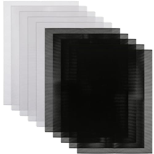 Bruislard Buckram Fursuit Eye Mesh, 10 Sheets 0.5mm White Black Buckram Mesh, 11.8in x 7.87in Waterproof Printable PVC Eye Meshes Sheet for Therian Mask, Cosplay Props Fursuits, Handicrafts Making - Image 1