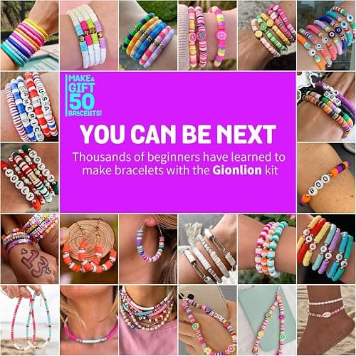 Gionlion 6000 Clay Beads Bracelet Making Kit, Friendship Bracelet Kits Preppy Beads for Jewellery Making, Flat Heishi Bead for Bracelet Arts and Crafts Gifts for Teen Girls thumbnail 3