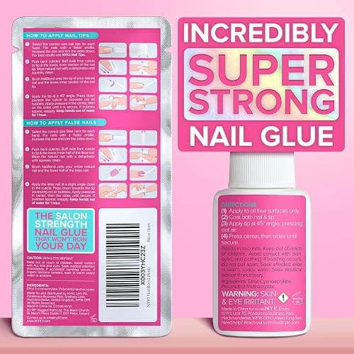 Super Strong Nail Glue for Press On Nails, Nail Tips & Acrylic Nails (8ml) NYK1 NailBond Brush On Glue for Press Ons, Tips & Acrylics - Long Lasting, Maximum Strength, Mess-Free Application thumbnail 8