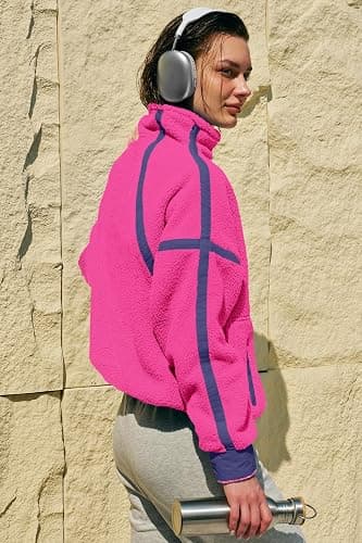 Panadila Womens Half Zip Fleece Pullover Sherpa Jacket | Quarter Zip Tops, Fuzzy Sweater, Soft Cozy Sweatshirt with Pockets, Winter, Warm Coat, Travel Outfits thumbnail 5