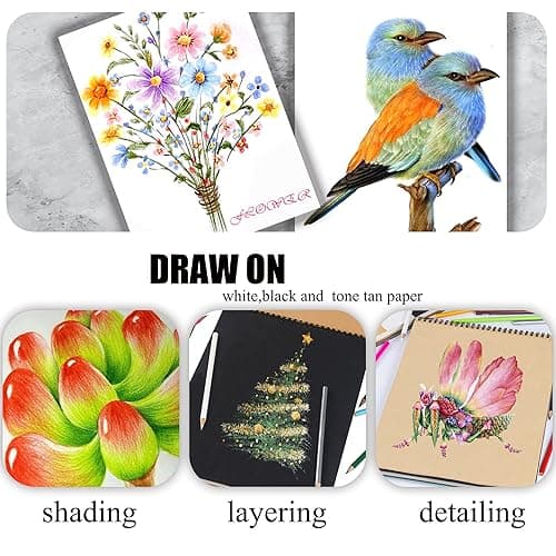 KALOUR 72 Count Pencil Crayons for Adult Coloring Books, Soft Core,Ideal for Drawing Blending Shading,Colored Pencils Set Gift for Adults Beginners Artists thumbnail 5