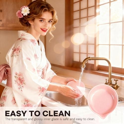 Pink Traditional Matcha Set Whisk and Bowl, 8 Pcs Matcha Making Kit Includes Ceramic Bowl with Spout, Bamboo Whisk, Holder, Scoop, Sifter, Tea Towel Cloth and Mat-Ceremonial Matcha Starter Kit Gift thumbnail 9