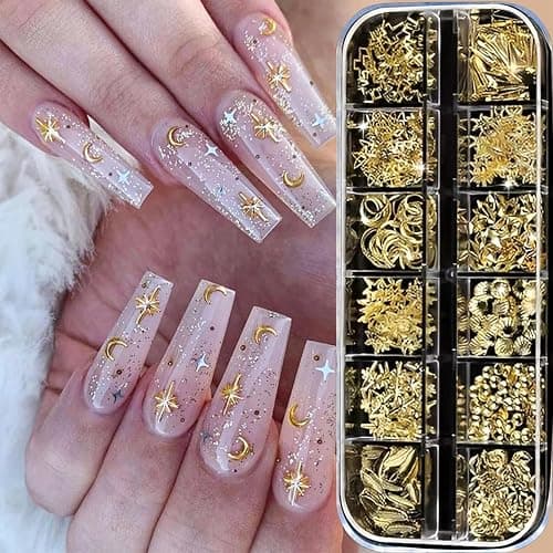 Tastetreasure 3D Gold Nagel Charms Set – Über 3000 Stk. Strasssteine, Perlen, Schleifen, Blumen, Muscheln & Kreuze für Nageldesign, inkl. Pinzette & Picker Werkzeuge thumbnail 4