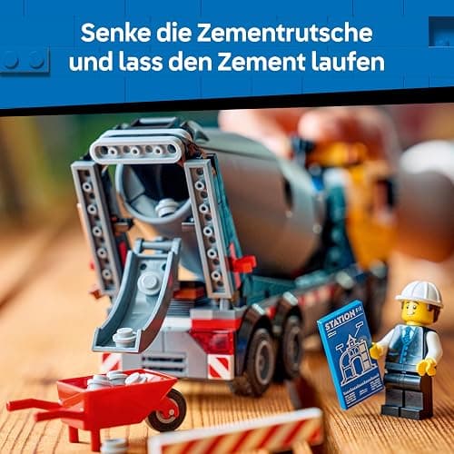 LEGO City Betonmischer - Lehrreiches Baufahrzeug Spielzeug mit 3 Minifiguren, drehbarer Trommel & Ausgießfunktion - Geburtstagsgeschenk für Jungen ab 7 Jahren - 60478 thumbnail 6