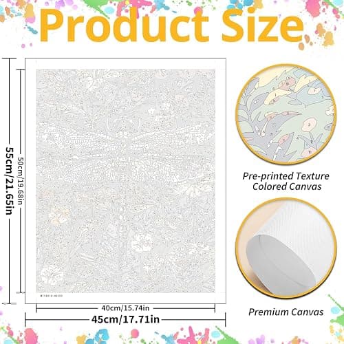 Mandun Paint by Numbers for Adult, Dragonfly Paint by Numbers Kit for Adults Beginners, DIY Dragonfly Acrylic Painting on Canvas for Home Wall Art Decor Gift 16x20 inch thumbnail 3