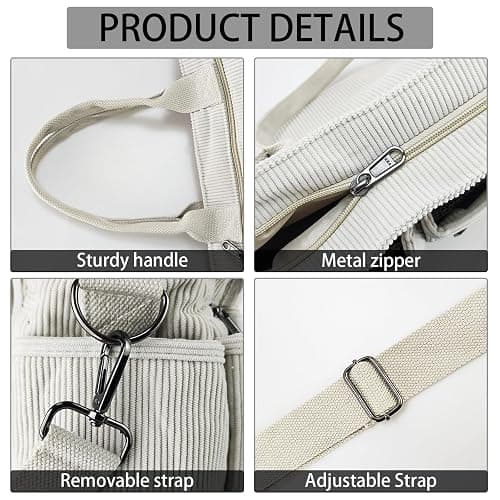 KAMEILONG Womens Casual Corduroy Tote Bags with Multiple Pockets Hobo Crossbody Bag Travel Shoulder Bags Cute Purse Handbag thumbnail 3