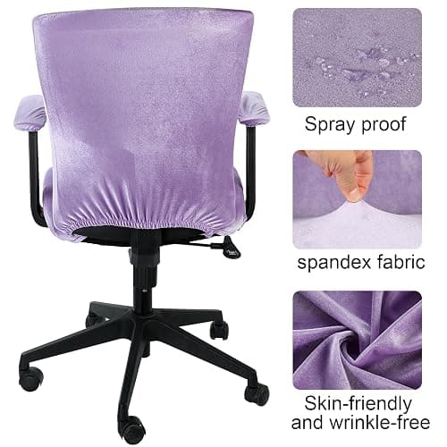 Tallew 4 Pcs Office Chair Covers Set with Armrest, Stretchable,Purple | Universal Desk Chair Cover, Protective Seat Cushion Backrest, Elastic Easy Install, Fit Machine Washable for Home Office thumbnail 5