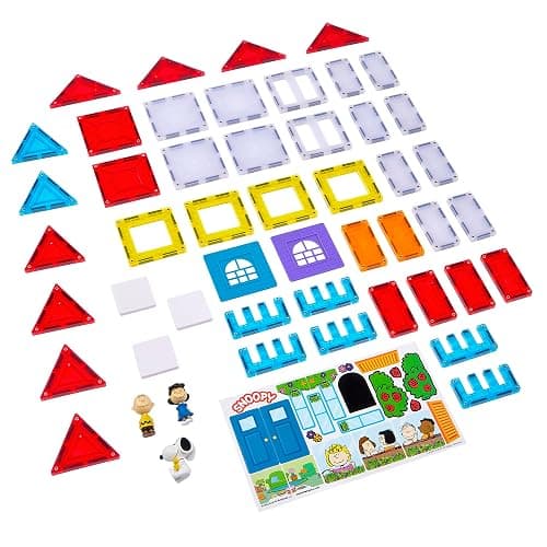 Cra-Z-Art Magnetix 3D Peanuts Charlie Brown and Friends Magnetic Building Tile Playset, Educational, STEM Toys for Ages 3+, 50 Pieces thumbnail 5
