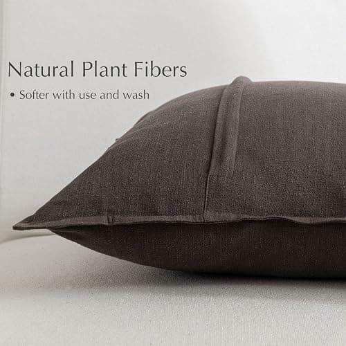 PANDICORN Brown Linen Throw Pillow Covers 18x18 Inch Natural Soft Textured Boho Modern Farmhouse Fall Decorations Decorative Throw Pillows Cases Set of 2 for Bed Living Room Couch Sofa Decor - Brown - 18" x 18" (Pack of 2) thumbnail 6