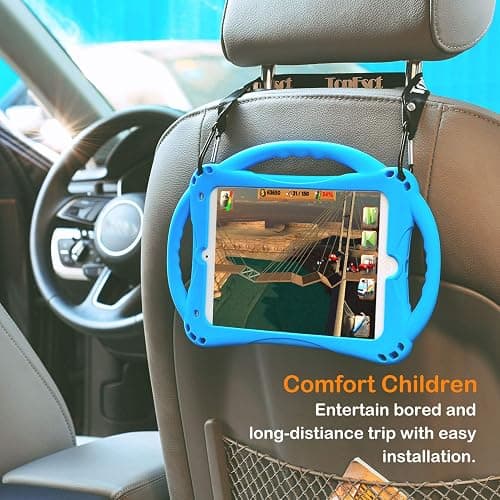 TopEsct Kids Case for iPad mini 5 4 3 2 1,Silicone Childproof Case for iPad mini 5 4 3 2 1, Built-in Handle Stand, Comes with a Strap (Blue) thumbnail 6