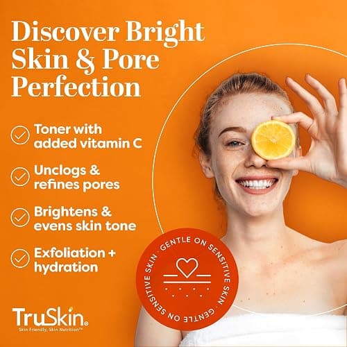 TruSkin AHA PHA BHA Liquid Exfoliant Toner with Vitamin C, 4.2 fl oz | With Salicylic and Glycolic Acid to help unclog pores while improving the look of skin tone and texture thumbnail 2
