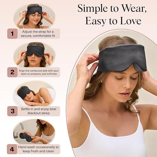 Kitsch Contour Pillow Eye Mask – Softer Than Silk Eye Masks for Sleep, Blindfold Sleep Masks for Women & Men, No Eye Pressure, Lightweight, Eye Care, Travel Essentials - Charcoal thumbnail 7