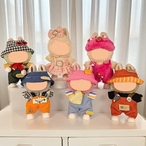 Total 6 Sets Various Style Cute Doll Clothes Accessories for 17cm Dolls - Soft & Stylish Costume Accessories (Doll Not Icluded) thumbnail 2