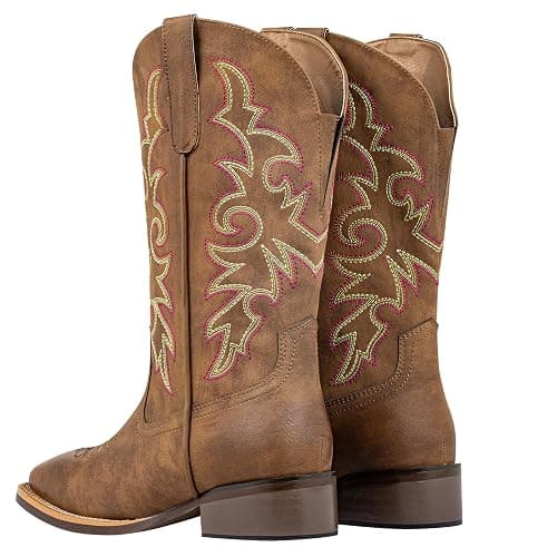 SheSole Women's Extra Wide Calf Cowboy Boots Square Toe – Pull-On Western Boots for Thick Calves, Stretch Comfort & Removable Insole, Classic Western Pattern thumbnail 4