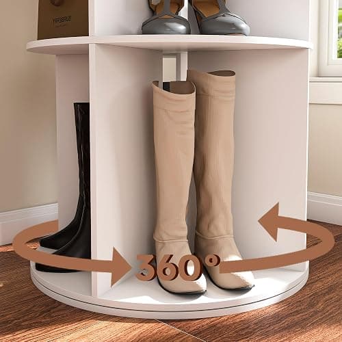 Runboll 6-Tier Rotating Shoe Rack Tower Spinning Shoe Display Lazy Susan Storage Tower, Free Standing 360 Revolving Shoe Organizer for Living Room Entryway Doorway thumbnail 6